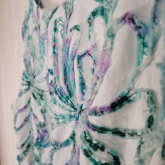 Soho Chick blue and purple textured floral vneck sleeveless artsy dress Size med - Picture 8 of 12